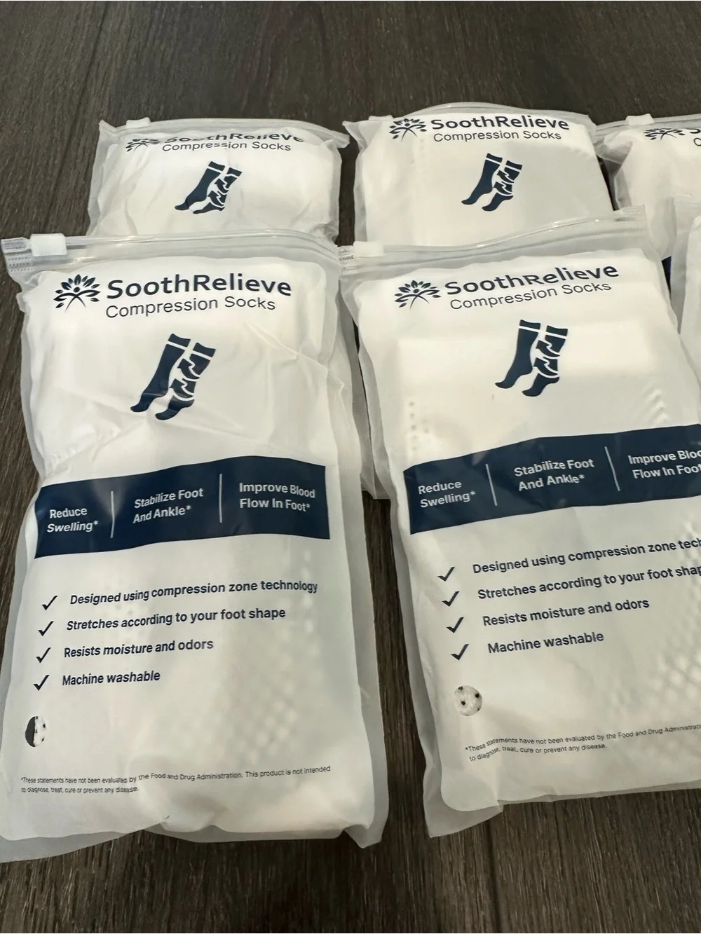 Lot of 7- New White Compression Socks - Support & Improved Circulation,large
